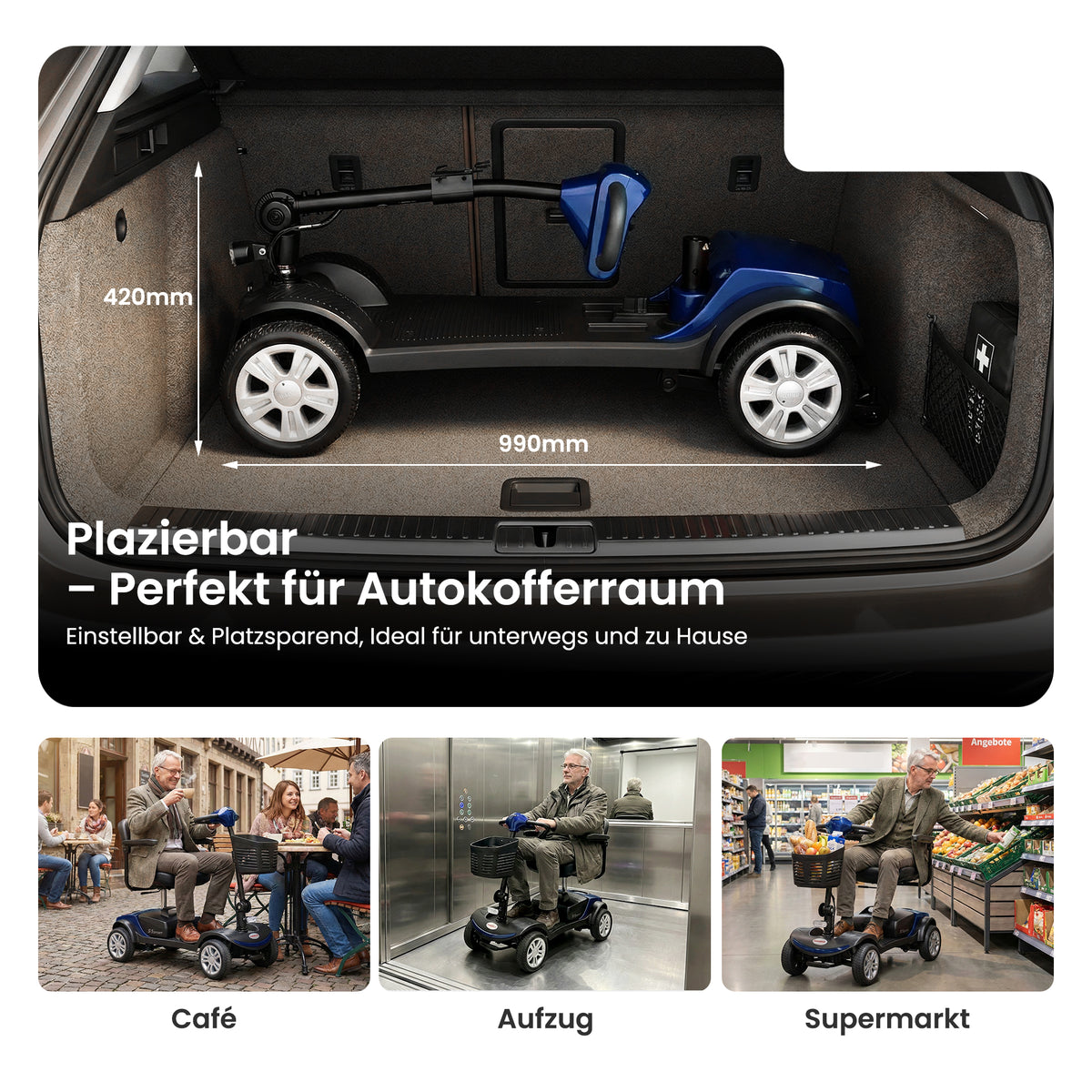 Velmontly-S1 SPORT Elektromobil mit 300-W-Motor, 15 km Reichweite, LED-Licht, Automatikbremse und Drehsitz