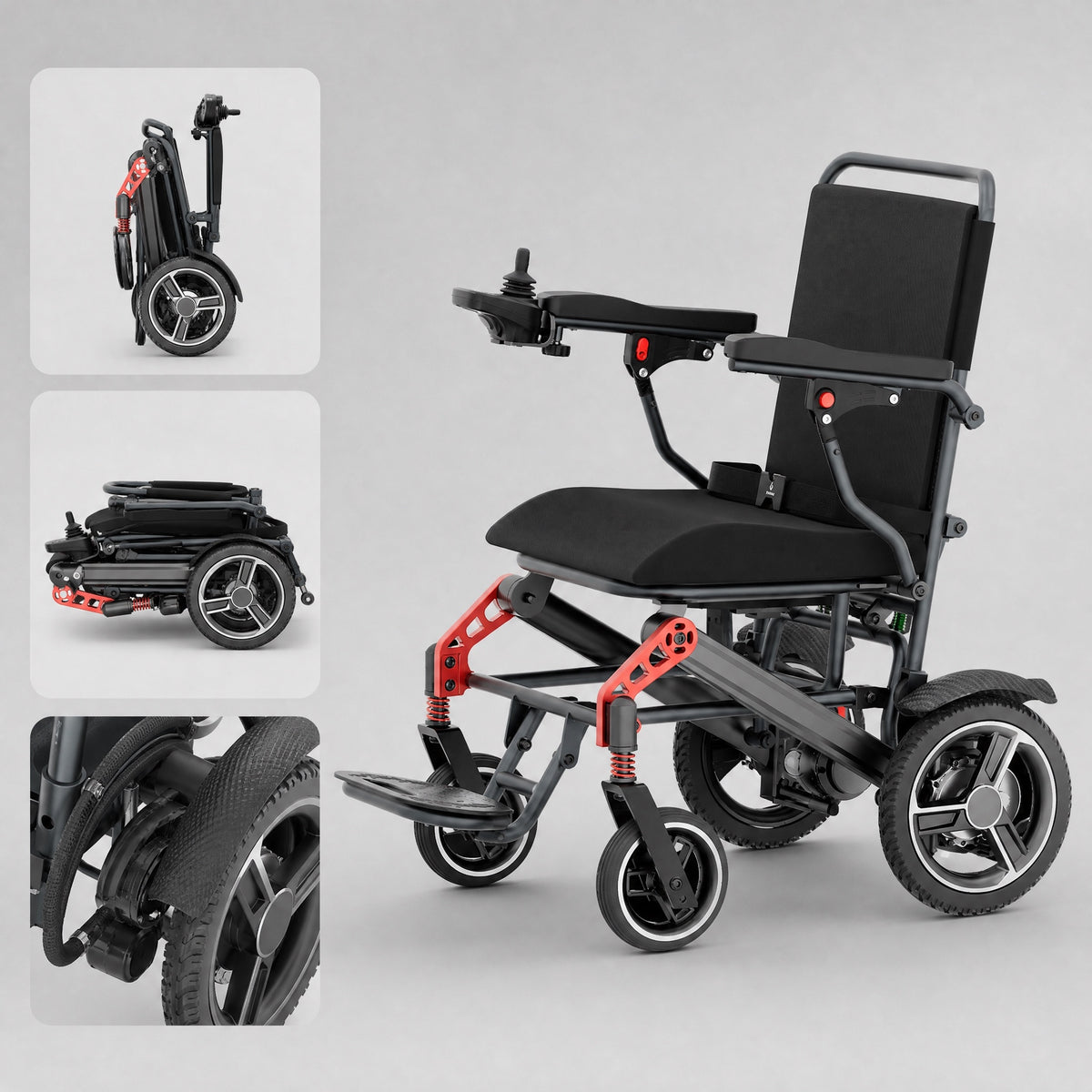 Velmontly-K01Lightweight Aluminum Alloy Folding Electric Wheelchair 19kg Max 120kg Load 10-12km Range