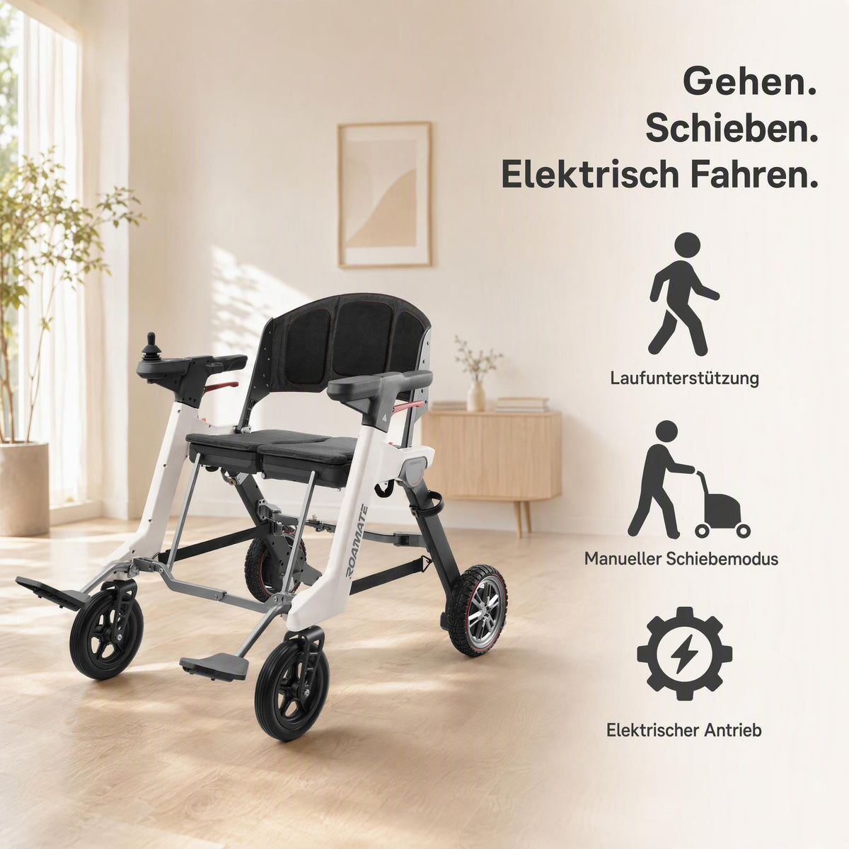 Velmontly 3-in-1 Intelligente Elektrische Gehhilfe für Alltagsmobilität