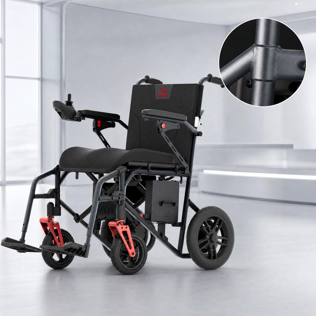 Velmontly-K2 Elektrischer Rollstuhl – faltbar, leicht, 120 kg Tragkraft, 10–12 km Reichweite