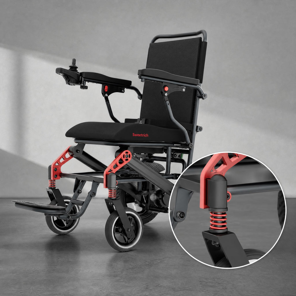 Velmontly-K01Lightweight Aluminum Alloy Folding Electric Wheelchair 19kg Max 120kg Load 10-12km Range