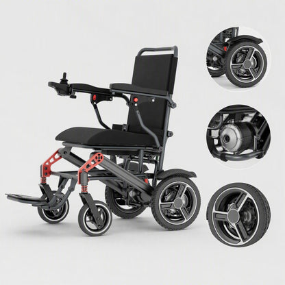 Velmontly-K01Lightweight Aluminum Alloy Folding Electric Wheelchair 19kg Max 120kg Load 10-12km Range
