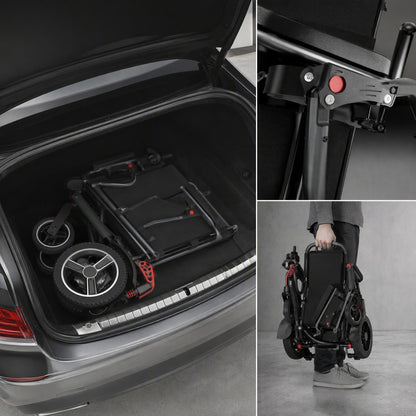 Velmontly-K01Lightweight Aluminum Alloy Folding Electric Wheelchair 19kg Max 120kg Load 10-12km Range
