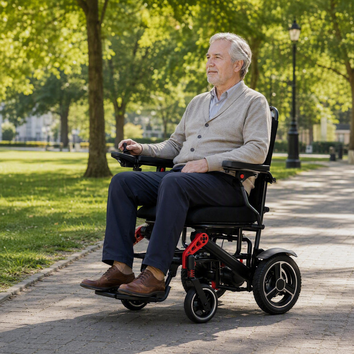 Velmontly-K01Lightweight Aluminum Alloy Folding Electric Wheelchair 19kg Max 120kg Load 10-12km Range