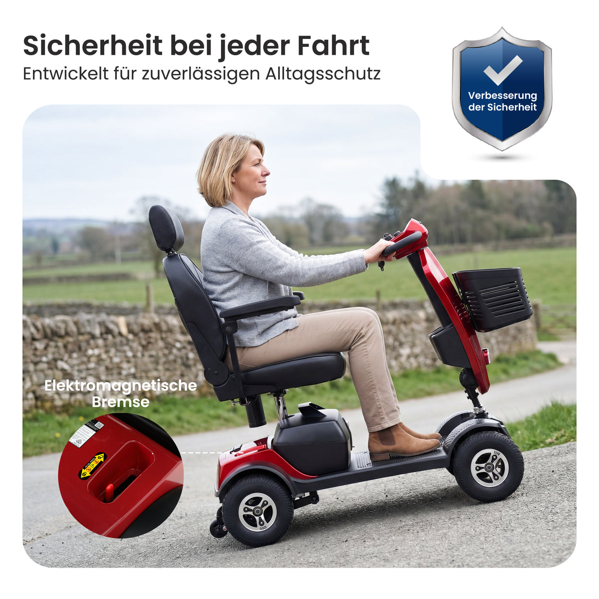Velmontly-S1 MAX PLUS Elektromobil mit 20-Ah-Akku, 25 km Reichweite, 300-W-Motor, LED-Beleuchtung und 360°-Drehsitz.
