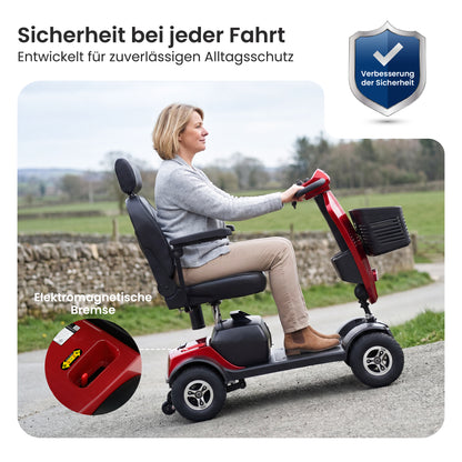 Velmontly-S1 MAX PLUS Elektromobil mit 20-Ah-Akku, 25 km Reichweite, 300-W-Motor, LED-Beleuchtung und 360°-Drehsitz.