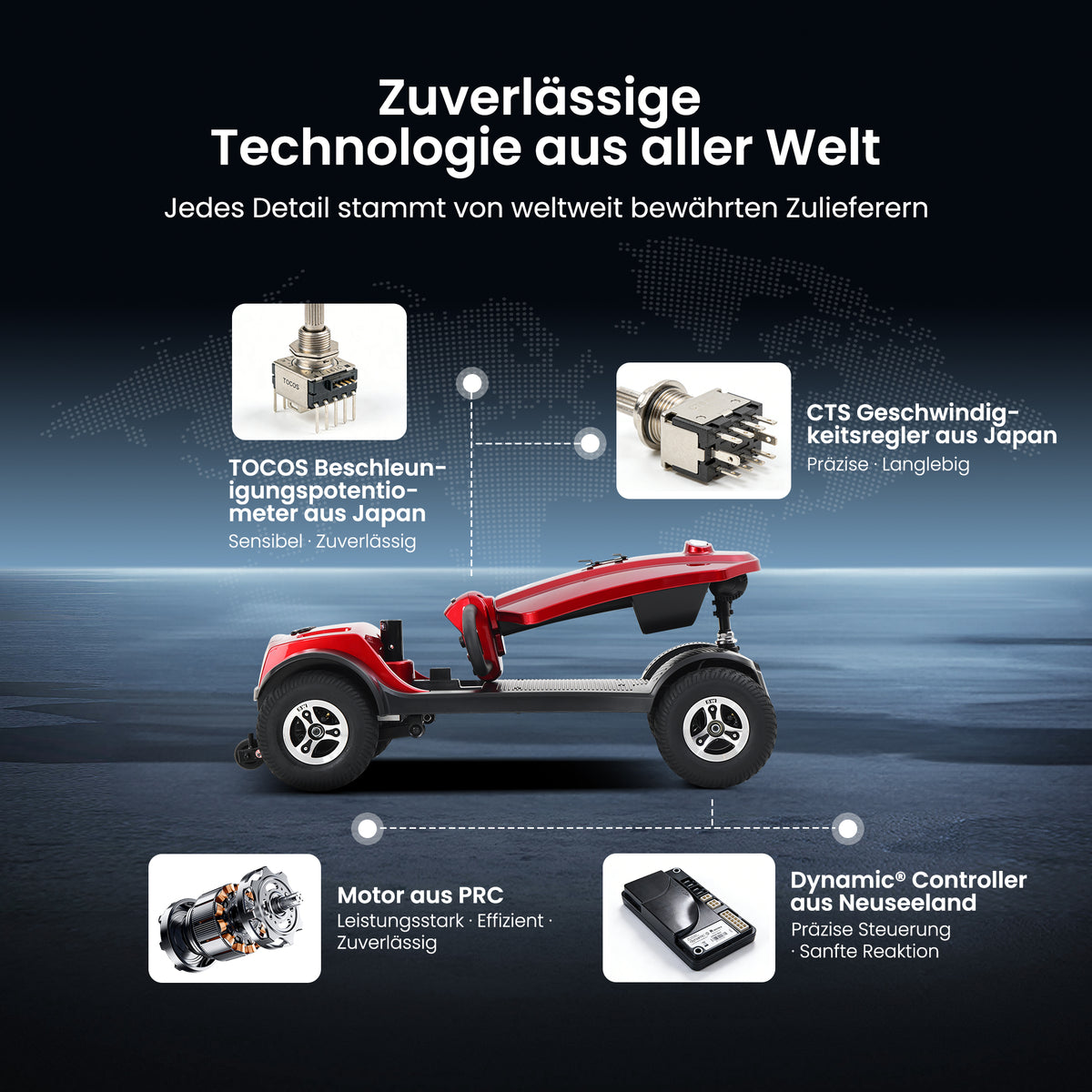 Velmontly-S1 MAX PLUS Elektromobil mit 20-Ah-Akku, 25 km Reichweite, 300-W-Motor, LED-Beleuchtung und 360°-Drehsitz.