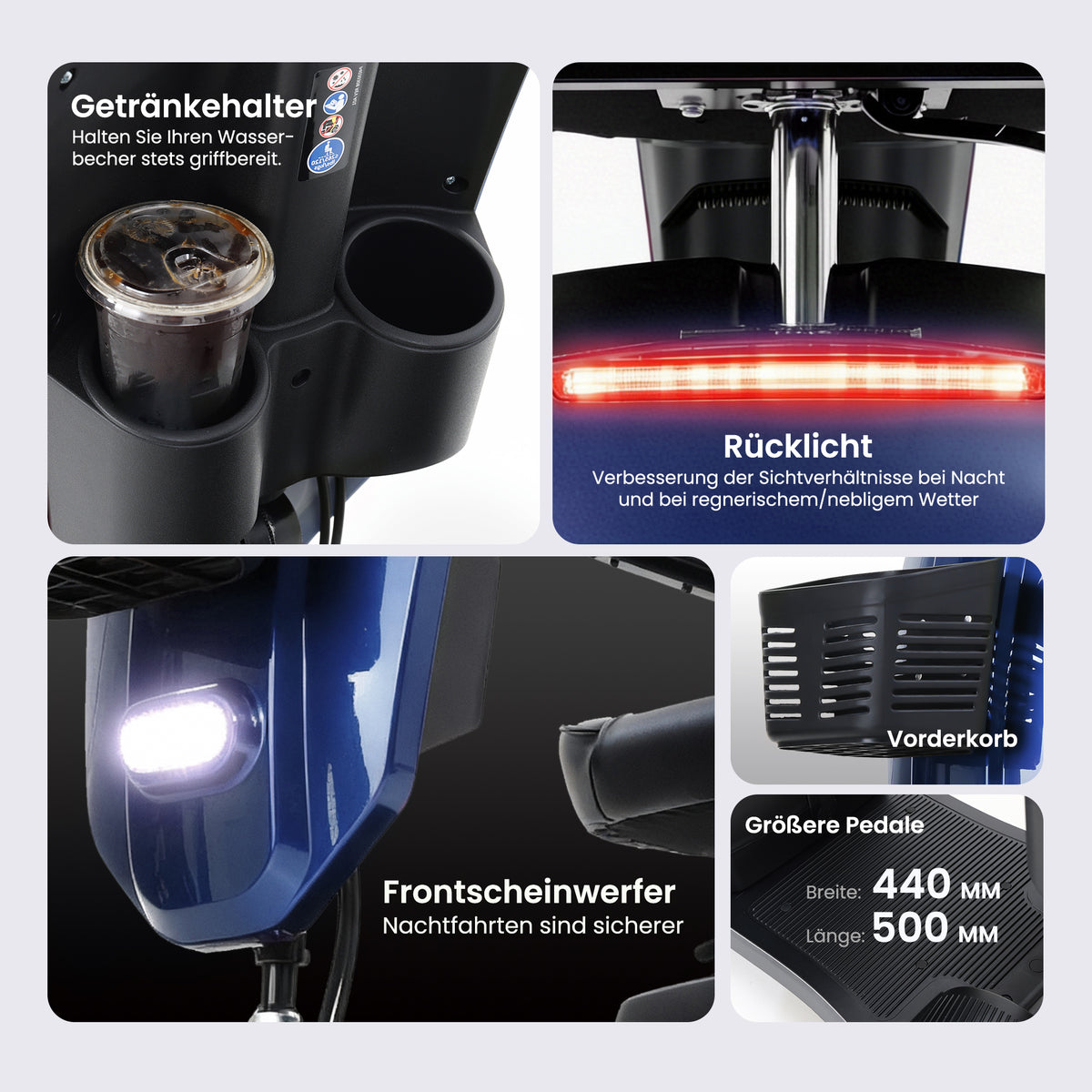 Velmontly-S1-MAX PLUS Elektromobil mit 20-Ah-Akku, 25 km Reichweite, 300-W-Motor, LED-Beleuchtung und 360°-Drehsitz.