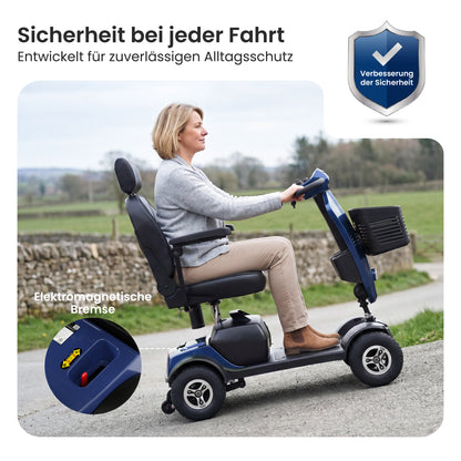 Velmontly-S1-MAX PLUS Elektromobil mit 20-Ah-Akku, 25 km Reichweite, 300-W-Motor, LED-Beleuchtung und 360°-Drehsitz.