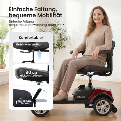 Velmontly-S1 SPORTElektromobil mit 300-W-Motor, 15 km Reichweite, LED-Licht, Automatikbremse und Drehsitz