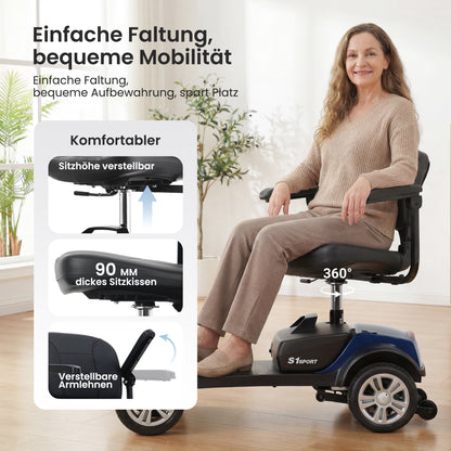 Velmontly-S1 SPORT Elektromobil mit 300-W-Motor, 15 km Reichweite, LED-Licht, Automatikbremse und Drehsitz