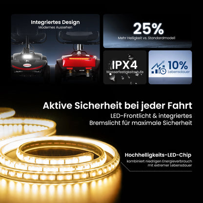 Velmontly-S1 SPORTElektromobil mit 300-W-Motor, 15 km Reichweite, LED-Licht, Automatikbremse und Drehsitz