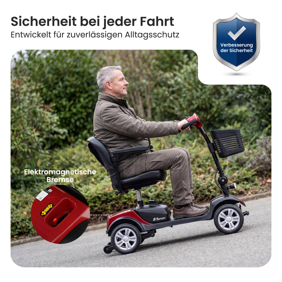 Velmontly-S1 SPORTElektromobil mit 300-W-Motor, 15 km Reichweite, LED-Licht, Automatikbremse und Drehsitz