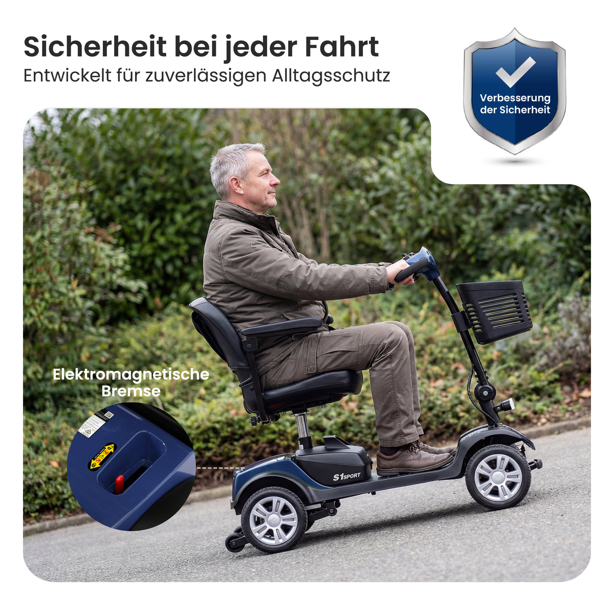 Velmontly-S1 SPORT Elektromobil mit 300-W-Motor, 15 km Reichweite, LED-Licht, Automatikbremse und Drehsitz