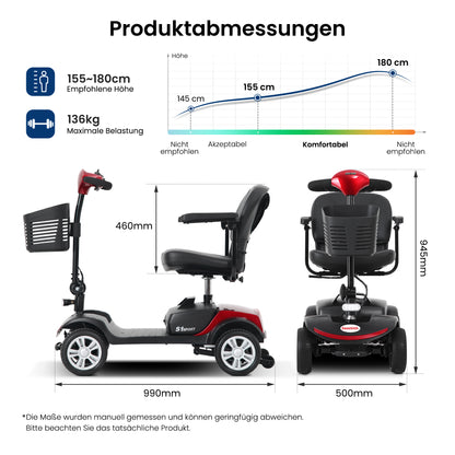 Velmontly-S1 SPORTElektromobil mit 300-W-Motor, 15 km Reichweite, LED-Licht, Automatikbremse und Drehsitz
