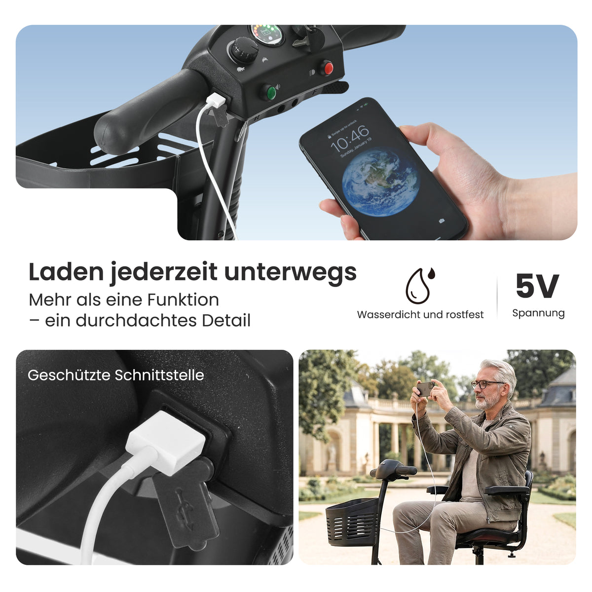 Velmontly-S2 Elektromobil mit 250-W-Motor, 20 km Reichweite, LED-Licht, Wechselakku und Automatikbremse