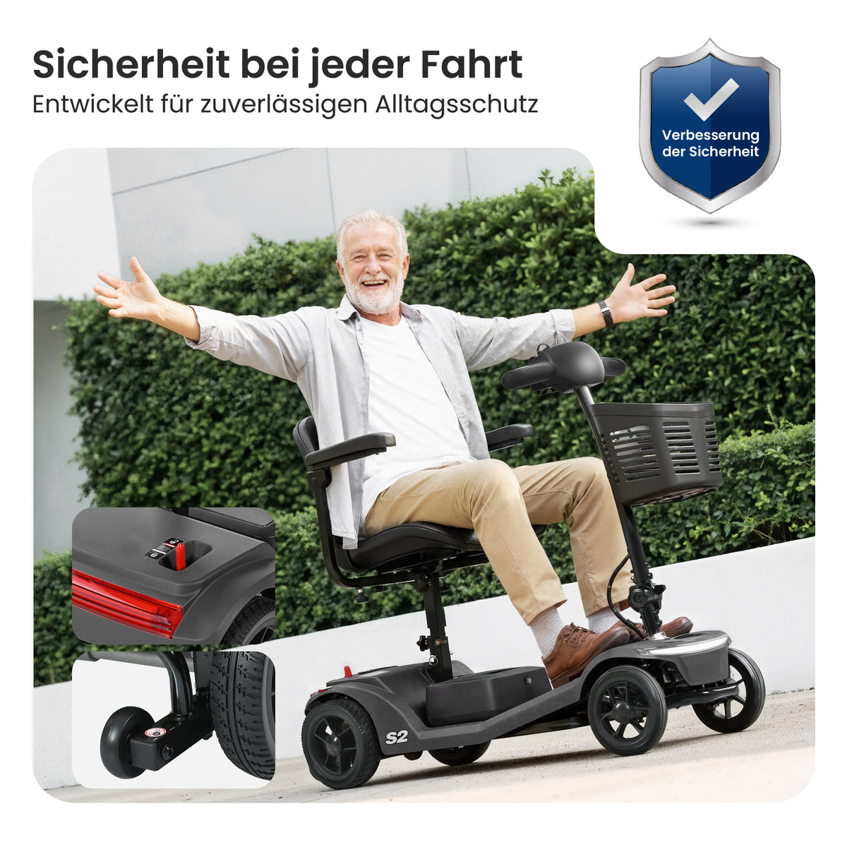 Velmontly-S2 Elektromobil mit 250-W-Motor, 20 km Reichweite, LED-Licht, Wechselakku und Automatikbremse