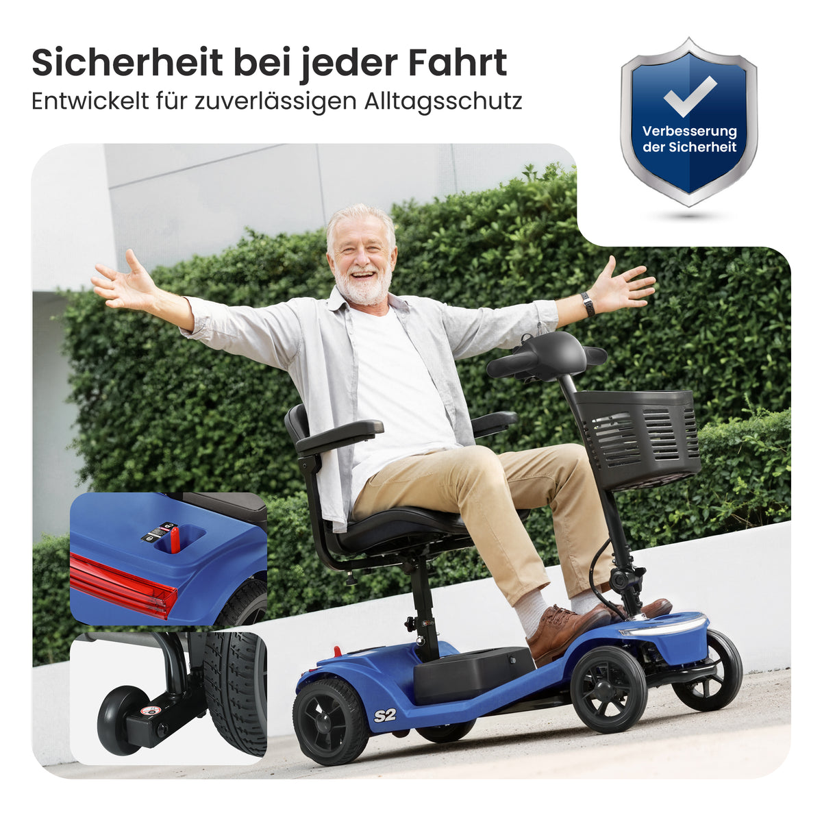 Velmontly-S2 Elektromobil mit 250-W-Motor, 20 km Reichweite, LED-Licht, Wechselakku und Automatikbremse