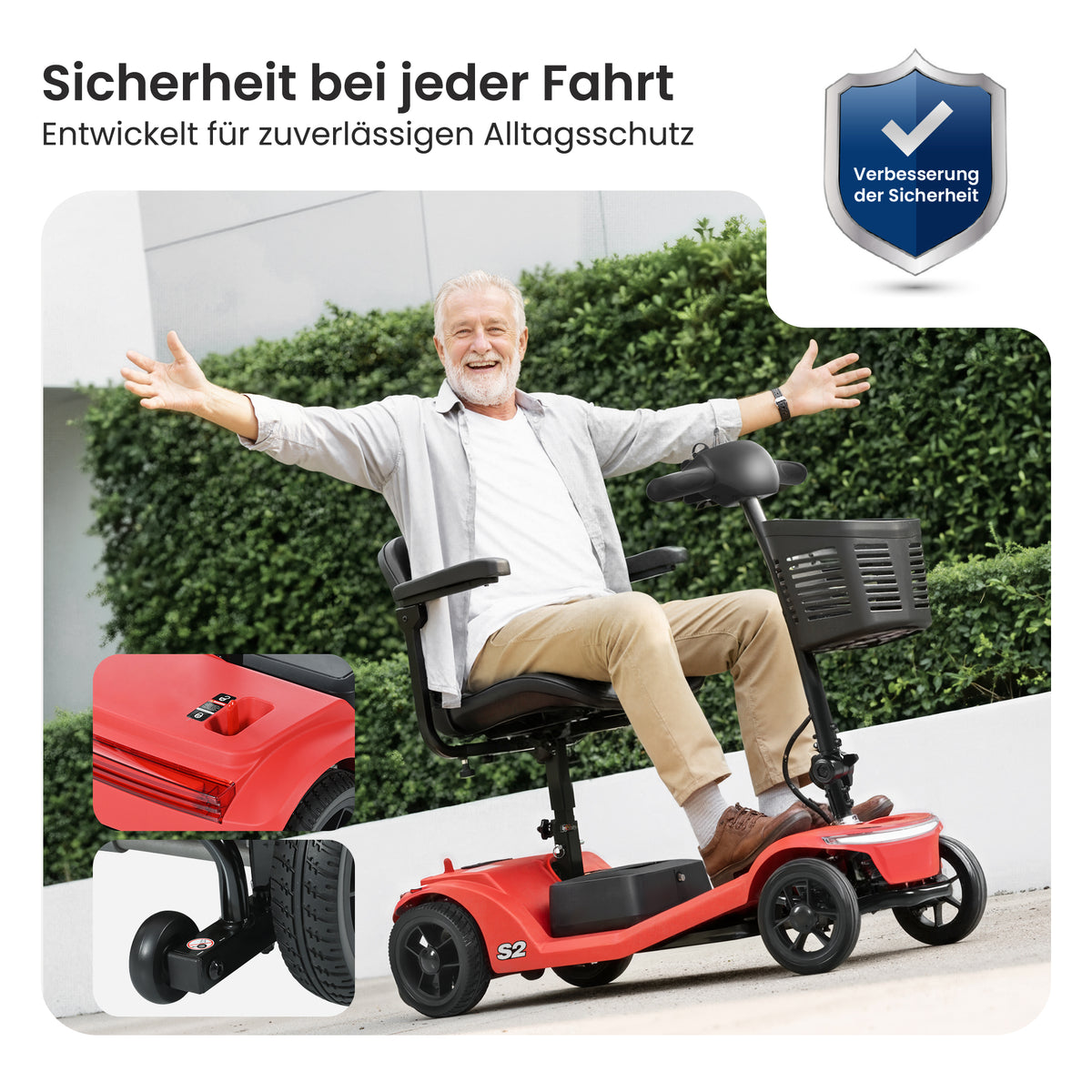 Velmontly-S2 Elektromobil mit 250-W-Motor, 20 km Reichweite, LED-Licht, Wechselakku und Automatikbremse