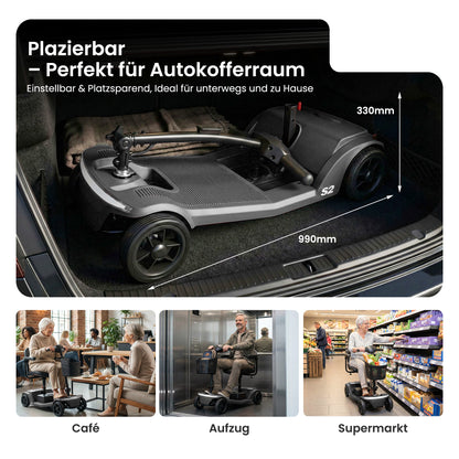 Velmontly-S2 Elektromobil mit 250-W-Motor, 20 km Reichweite, LED-Licht, Wechselakku und Automatikbremse