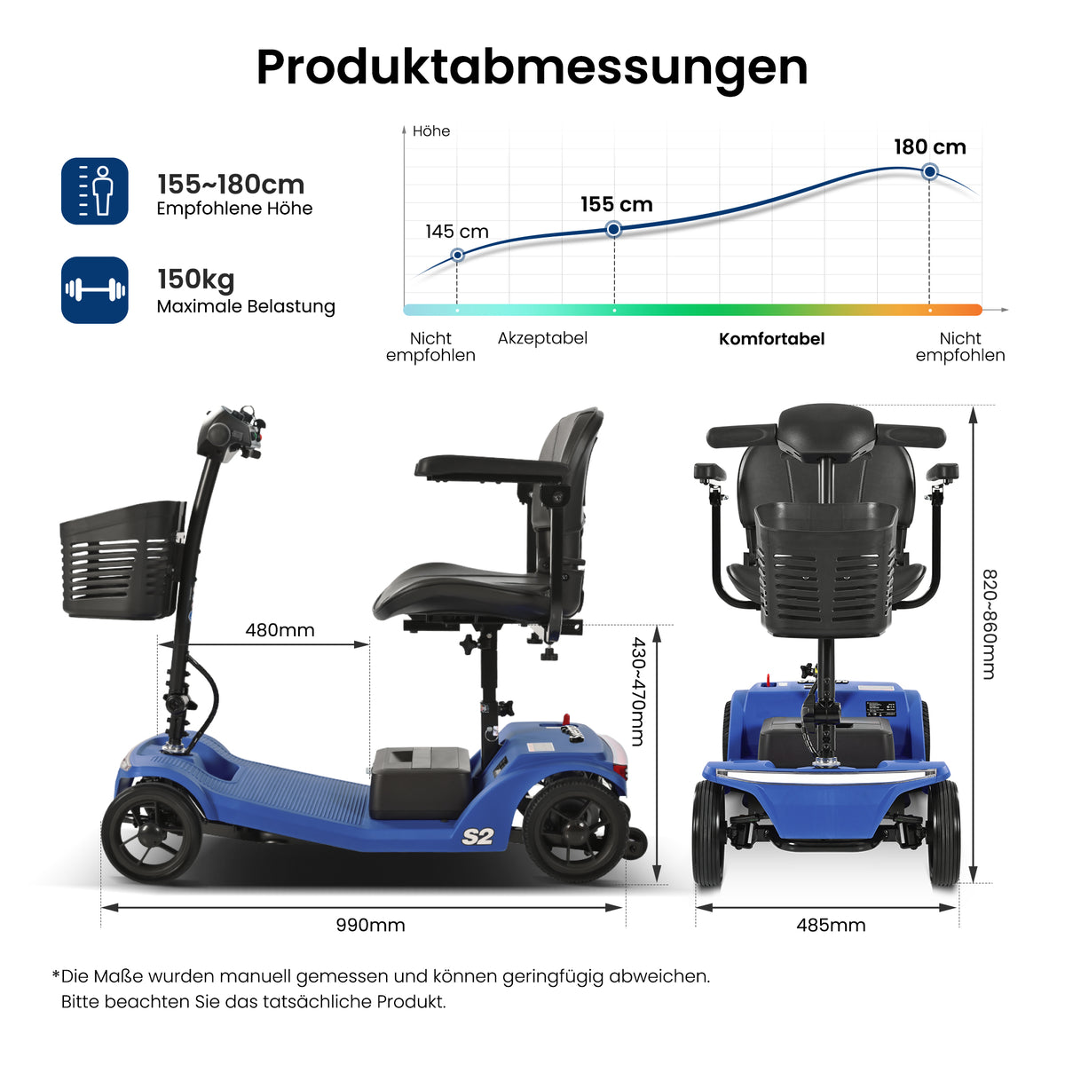 Velmontly-S2 Elektromobil mit 250-W-Motor, 20 km Reichweite, LED-Licht, Wechselakku und Automatikbremse