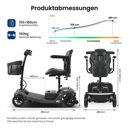 Velmontly-S2 Elektromobil mit 250-W-Motor, 20 km Reichweite, LED-Licht, Wechselakku und Automatikbremse